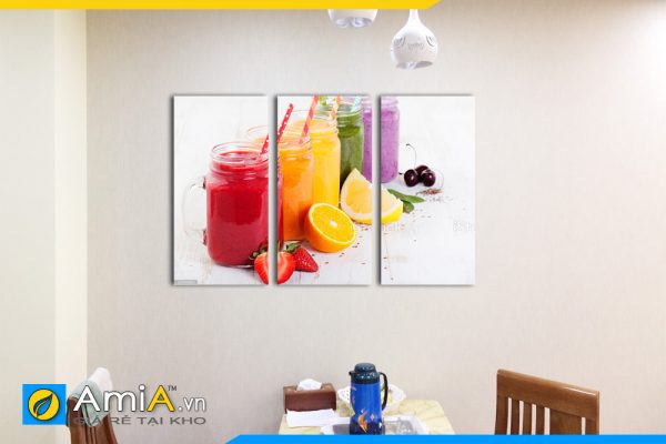 Hình ảnh Tranh treo bàn ăn ghép bộ 3 tấm chủ đề đồ uống đẹp AmiA DU12