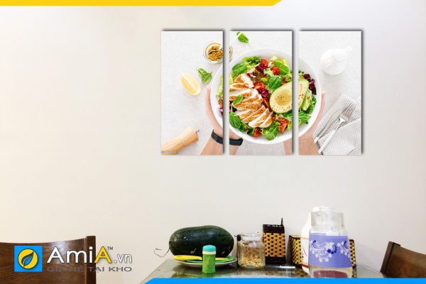 Hình ảnh Tranh treo bàn ăn món ăn hấp dẫn ghép 3 tấm đẹp AmiA DA06