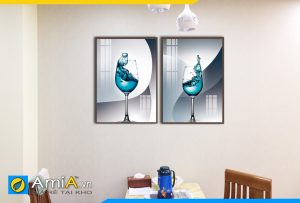 Hình ảnh Tranh treo phòng ăn bàn ăn bộ tranh ly rượu đẹp nghệ thuật AmiA DU06