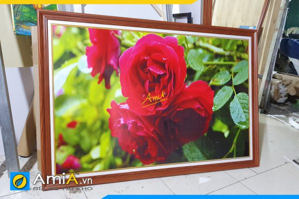 Hình ảnh Tranh treo phòng ăn nhà bếp chủ đề hoa hồng đỏ đẹp AmiA HH143