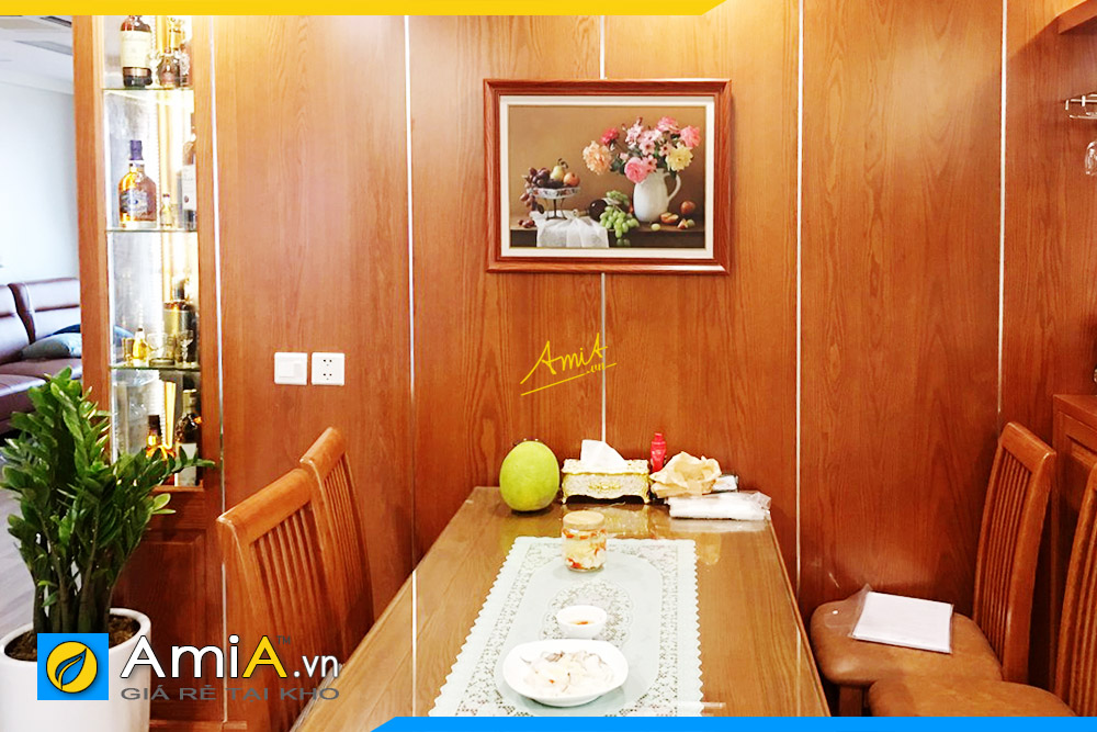 Hình ảnh Tranh treo tường bàn ăn bình hoa đẹp sang trọng AmiA 2053
