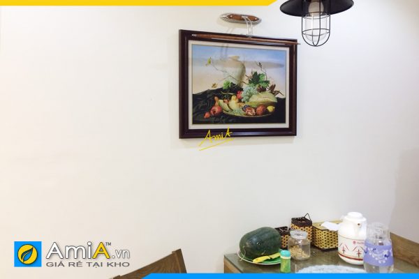 Hình ảnh Tranh treo tường bàn ăn chủ đề bình hoa và quả AmiA 1022