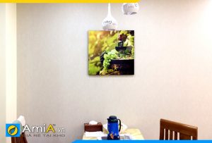 Hình ảnh Tranh treo tường bàn ăn chủ đề rượu vang và chùm nho AmiA 1373