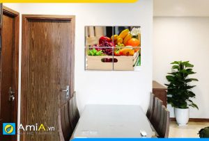 Hình ảnh Tranh treo tường bàn ăn đẹp thùng hoa quả trái cây rau củ AmiA PA07