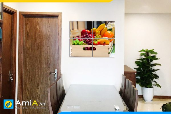 Hình ảnh Tranh treo tường bàn ăn đẹp thùng hoa quả trái cây rau củ AmiA PA07