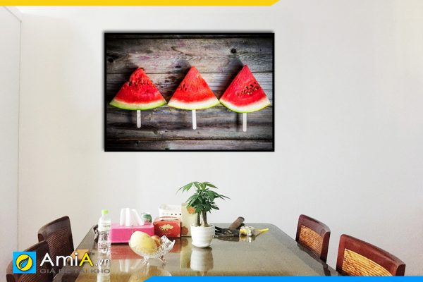 Hình ảnh Tranh treo tường bàn ăn kem dưa hấu ngộ nghĩnh 1 tấm AmiA PA21