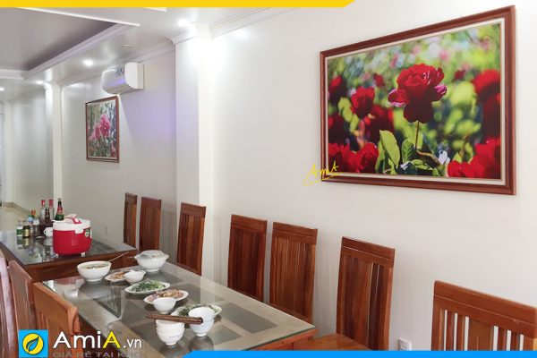 Hình ảnh Tranh treo tường bàn ăn khu vực ăn uống chủ đề hoa hồng AmiA HH142