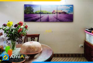 Hình ảnh Tranh treo tường bàn ăn phòng ăn cánh đồng hoa oải hương đẹp AmiA 3050