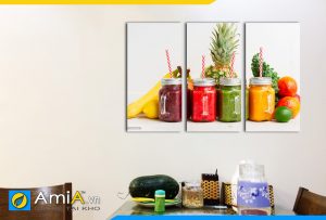 Hình ảnh Tranh treo tường bàn ăn phòng ăn đồ uống hấp dẫn ghép 3 tấm AmiA DU13
