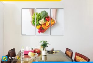 Hình ảnh Tranh treo tường bàn ăn trái cây rau củ đẹp AmiA PA08