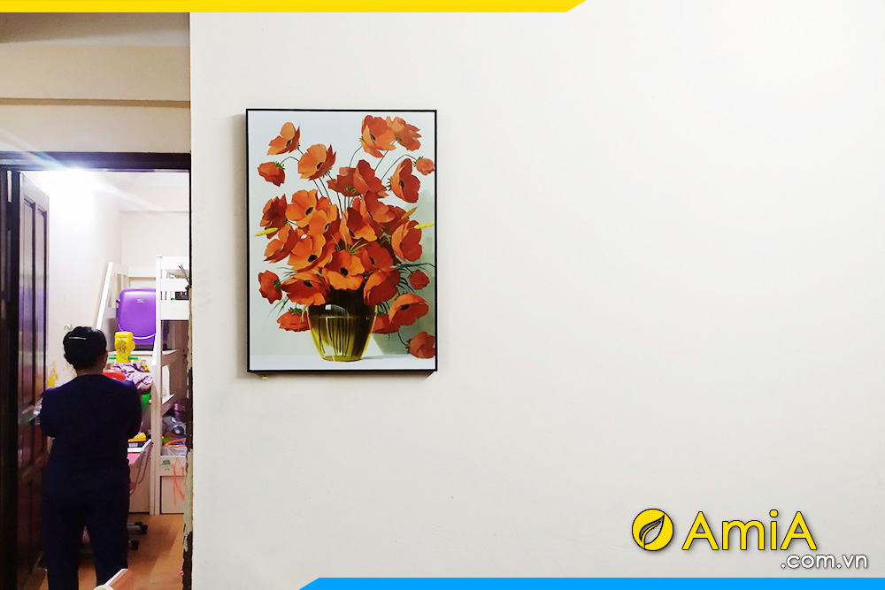 Hình ảnh Tranh treo tường bình hoa 1 tấm làm theo yêu cầu cho phòng bếp AmiA 1401