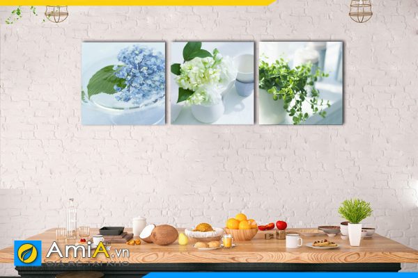 Hình ảnh Tranh treo tường bình hoa đẹp cho bàn ăn AmiA 1142