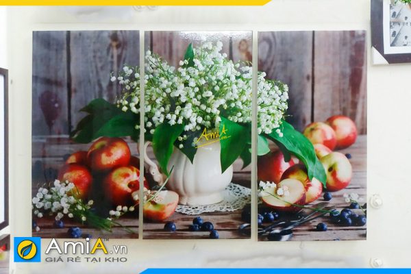 Hình ảnh Tranh treo tường bình hoa và quả trang trí phòng ăn đẹp AmiA 501