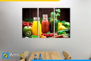 Hình ảnh Tranh treo tường nước sinh tố hoa quả cho phòng ăn bàn ăn AmiA DU18