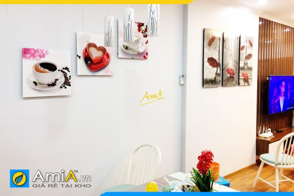 Hình ảnh Tranh treo tường phòng ăn bàn ăn ly cafe tình yêu AmiA 496