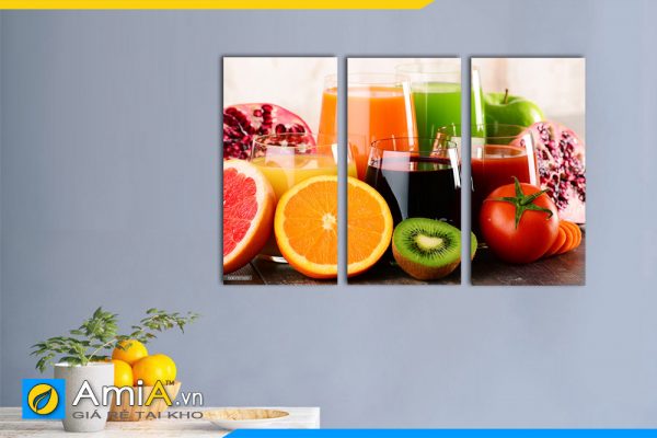 Hình ảnh Tranh treo tường phòng ăn bàn ăn ly nước trái cây thơm ngon AmiA DU23