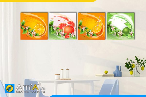 Hình ảnh Tranh treo tường phòng ăn đẹp hiện đại thiết kế 4 tấm AmiA 463