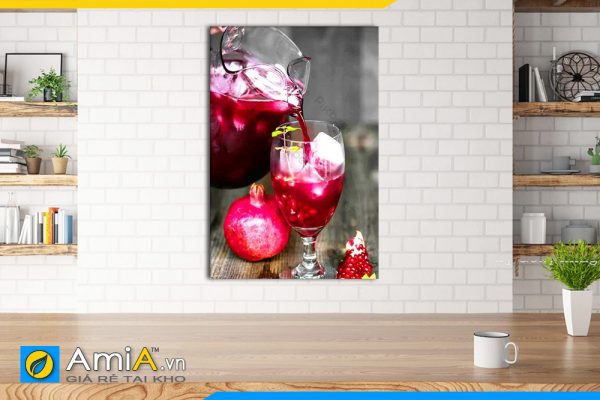 Hình ảnh Tranh treo tường phòng ăn ly nước ép lựu đỏ tươi hấp dẫn AmiA DU03