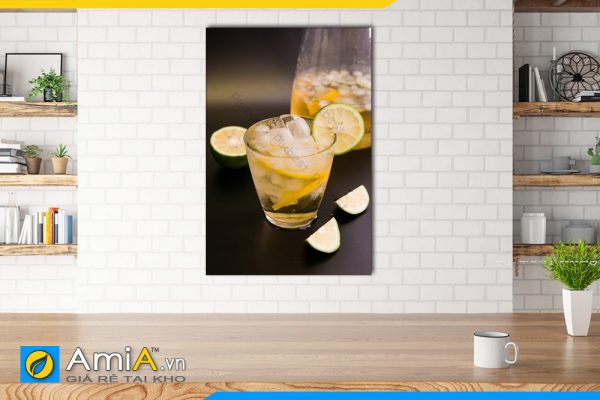 Hình ảnh Tranh treo tường phòng ăn nhà bếp ly nước chanh hấp dẫn AmiA DU02
