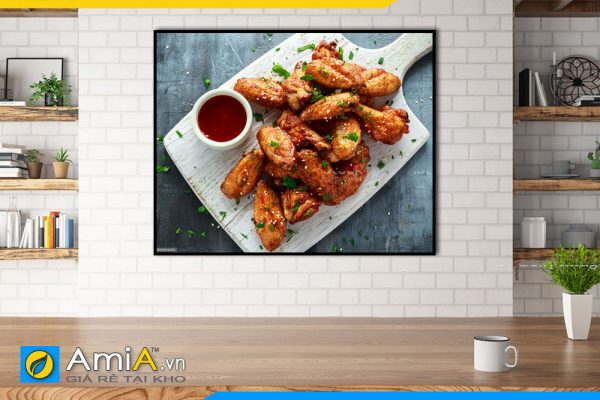 Hình ảnh Tranh treo tường phòng ăn nhà bếp món cánh gà hấp dẫn AmiA DA09