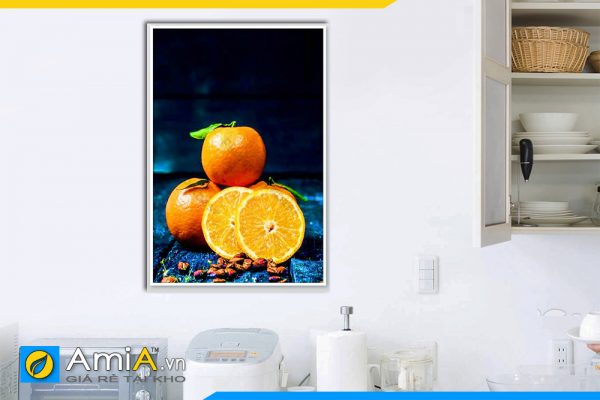 Hình ảnh Tranh treo tường phòng ăn nhà bếp quả cam cắt đôi AmiA PA18