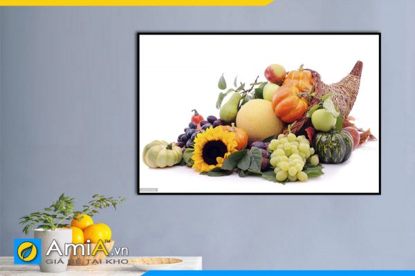 Hình ảnh Tranh treo tường phòng bếp bàn ăn giỏ hoa quả thực phẩm AmiA PA42