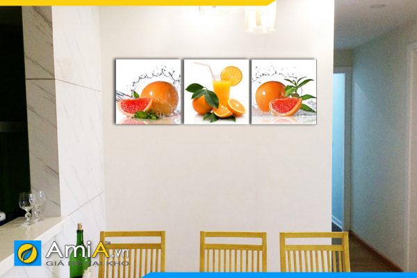 Hình ảnh Tranh treo tường trái cam ly sinh tố đẹp bắt mắt cho phòng ăn AmiA 465
