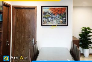 Hình ảnh Tranh vẽ sơn dầu phong cảnh phố cổ Hà Nội treo bàn ăn AmiA TSD 535