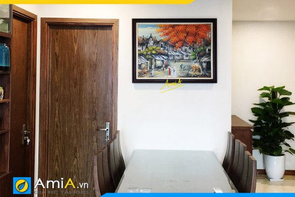 Hình ảnh Tranh vẽ sơn dầu phong cảnh phố cổ Hà Nội treo bàn ăn AmiA TSD 535