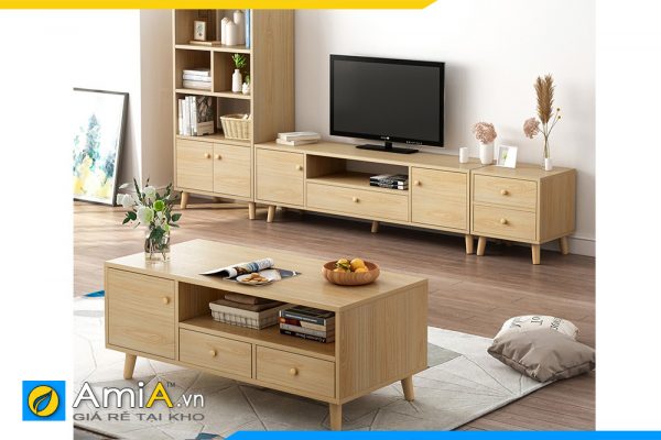 Hình ảnh Bàn trà sofa và kệ tivi đẹp hiện đại làm từ gỗ công nghiệp AmiA COMBOBT 113A