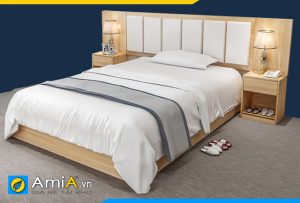 Hình ảnh Bộ giường ngủ tủ táp đầu giường bọc da gỗ CN AmiA GN222