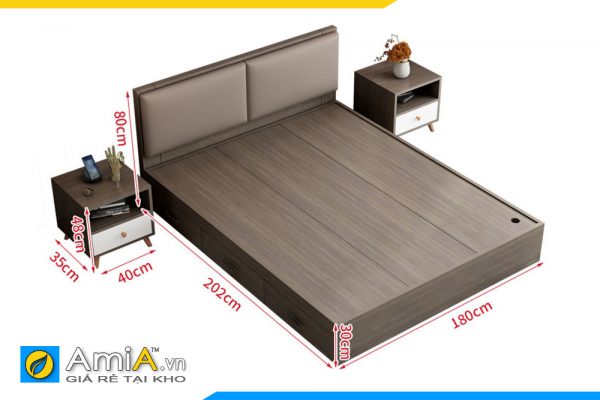 Hình ảnh Bộ giường ngủ tủ táp đẹp hiện đại chất liệu gỗ công nghiệp MDF AmiA GN220