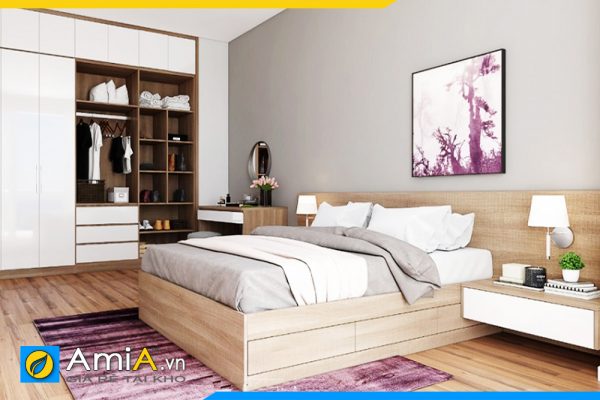 Hình ảnh Bộ NT gỗ CN phòng ngủ 3 món giường + tủ + bàn AmiA GN174