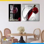 Hình ảnh Bộ tranh rượu vang đỏ treo tường phòng ăn đẹp sang trọng AmiA FT102141