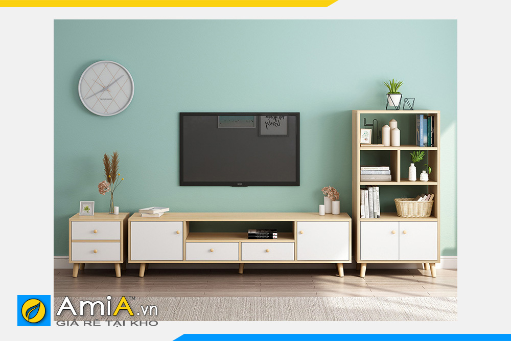 Hình ảnh Bộ tủ tivi đẹp gỗ công nghiệp cho phòng khách AmiA TUTV 113