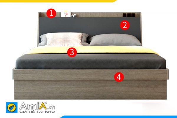 Hình ảnh Các đặc điểm bộ phận mẫu giường ngủ gỗ MDF hiện đại giá tốt AmiA GN216