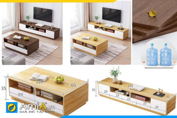 Hình ảnh Các mẫu bàn trà và kệ tivi đẹp gỗ công nghiệp màu sắc đồng bộ AmiA COMBOBT 111