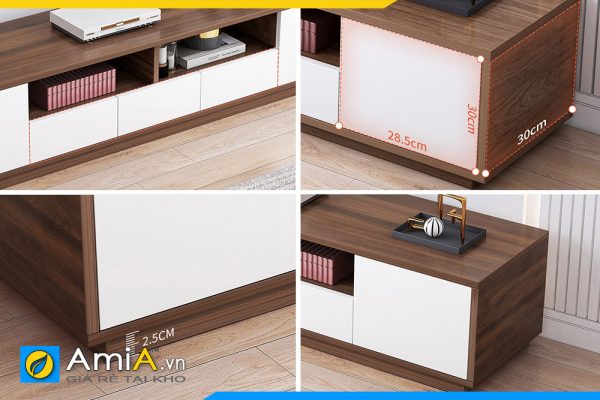 Hình ảnh Chi tiết các góc cạnh mẫu kệ tivi phòng khách gỗ công nghiệp hiện đại AmiA TUTV 111