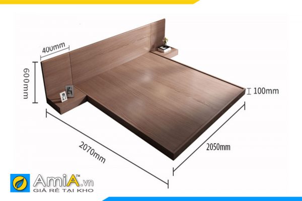 Hình ảnh Chi tiết kích thước bộ giường táp gỗ công nghiệp đẹp AmiA GN218