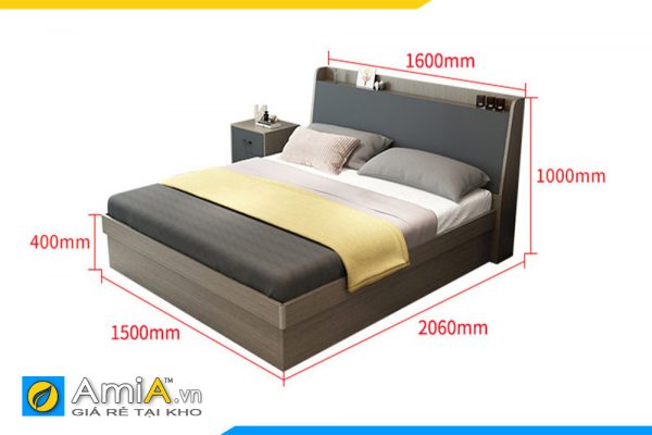 Hình ảnh Chi tiết kích thước giường ngủ gỗ MDF làm theo yêu cầu AmiA GN216