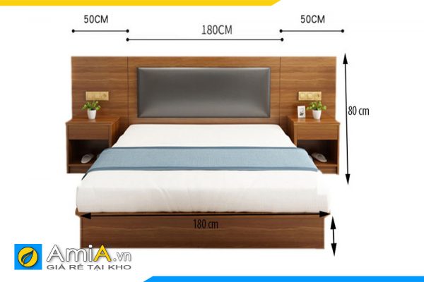 Hình ảnh Chi tiết về kích thước từng bộ phận mẫu giường gỗ công nghiệp AmiA GN221