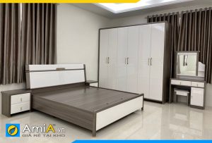 Hình ảnh Combo 4 món nội thất gỗ CN: giường, táp, tủ, bàn AmiA GN145