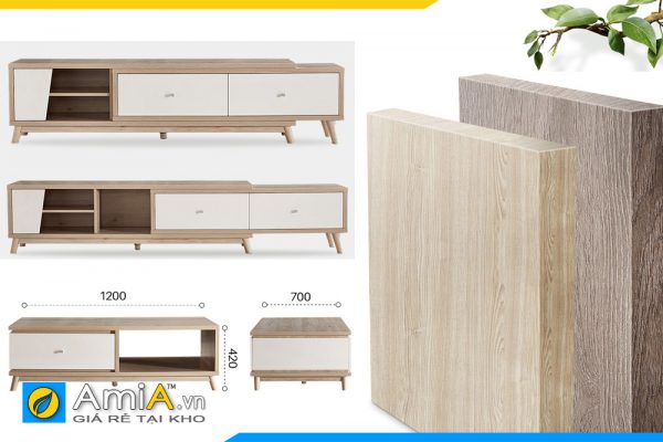 Hình ảnh Combo bàn kệ đẹp gỗ công nghiệp hiện đại cho phòng khách AmiA COMBOBT 115