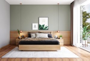 Hình ảnh Combo giường ngủ gỗ CN có chân đế kèm táp AmiA GN130