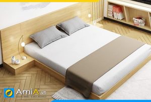 Hình ảnh Combo giường ngủ kệ táp gỗ CN dáng kiểu Nhật AmiA GN162