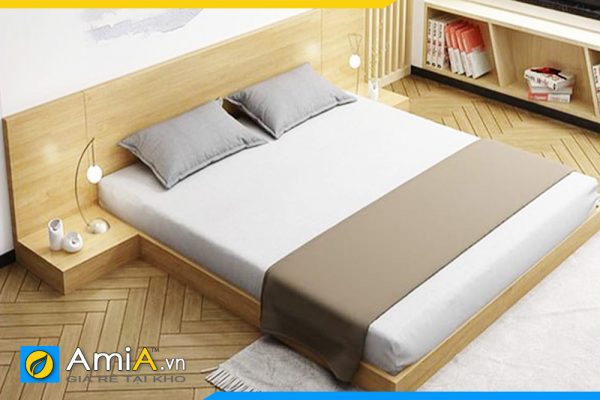 Hình ảnh Combo giường ngủ kệ táp gỗ CN dáng kiểu Nhật AmiA GN162