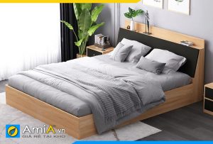 Hình ảnh Giường gỗ CN MDF hiện đại đầu giường cách điệu AmiA GN118