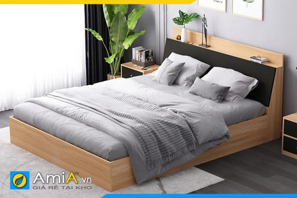 Hình ảnh Giường gỗ CN MDF hiện đại đầu giường cách điệu AmiA GN118