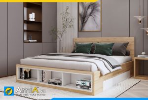 Hình ảnh Giường gỗ công nghiệp có kệ trang trí ở cuối giường AmiA GN184