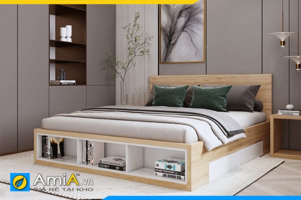 Hình ảnh Giường gỗ công nghiệp có kệ trang trí ở cuối giường AmiA GN184